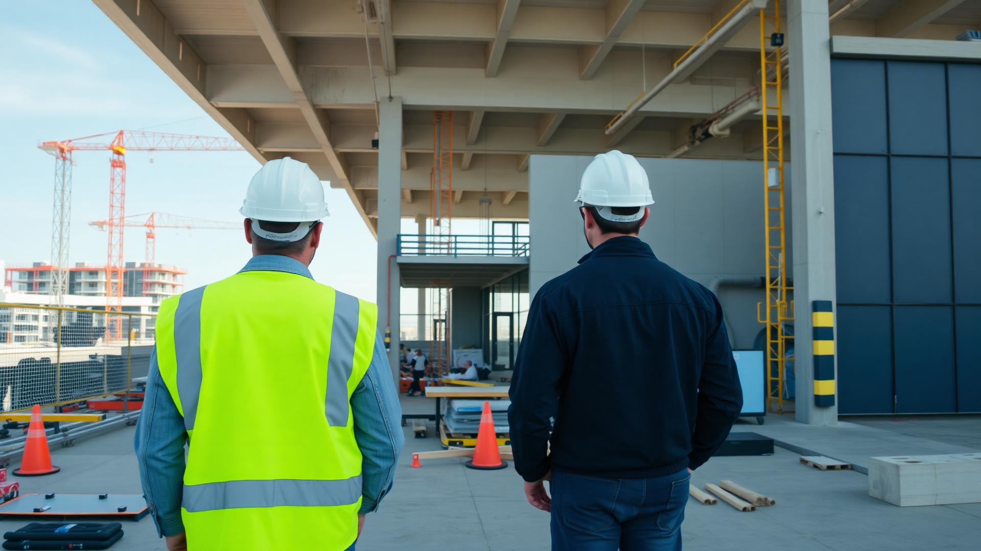 Bauarbeiter auf modernem Bauprojekt